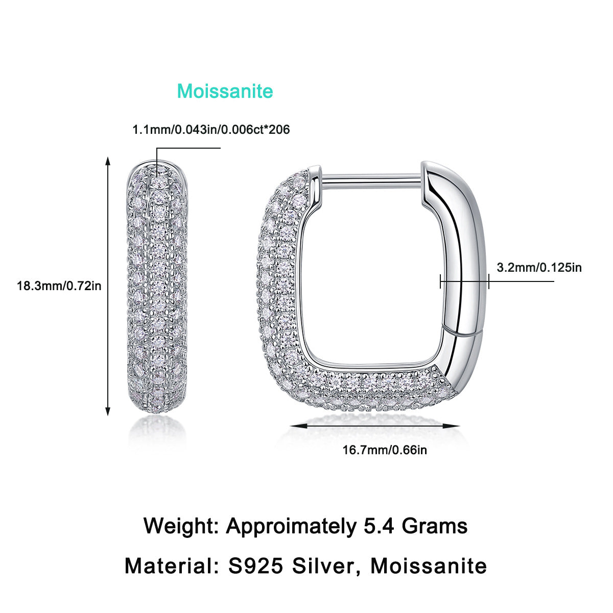 Pavé Moissanite Hoop Earrings