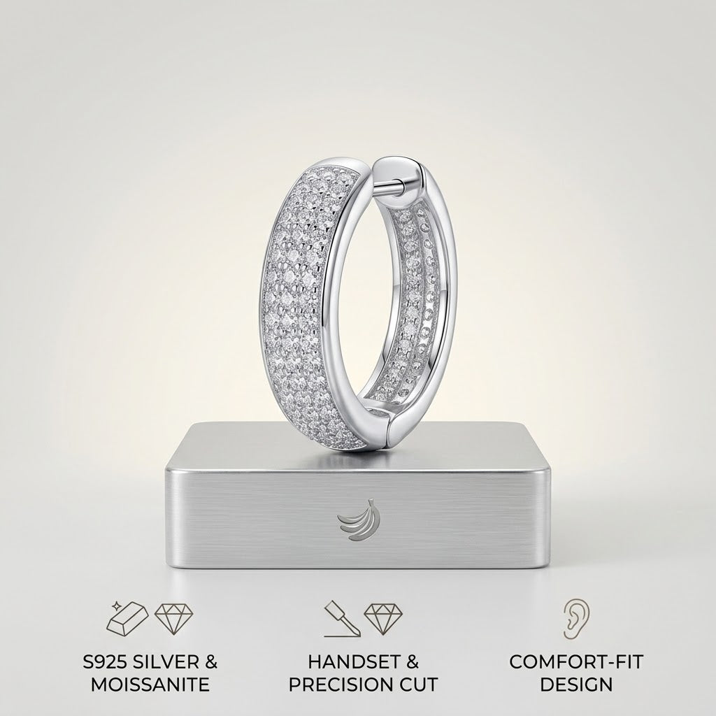 Pavé Moissanite Hoop Earrings