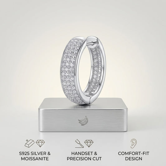 Pavé Moissanite Hoop Earrings