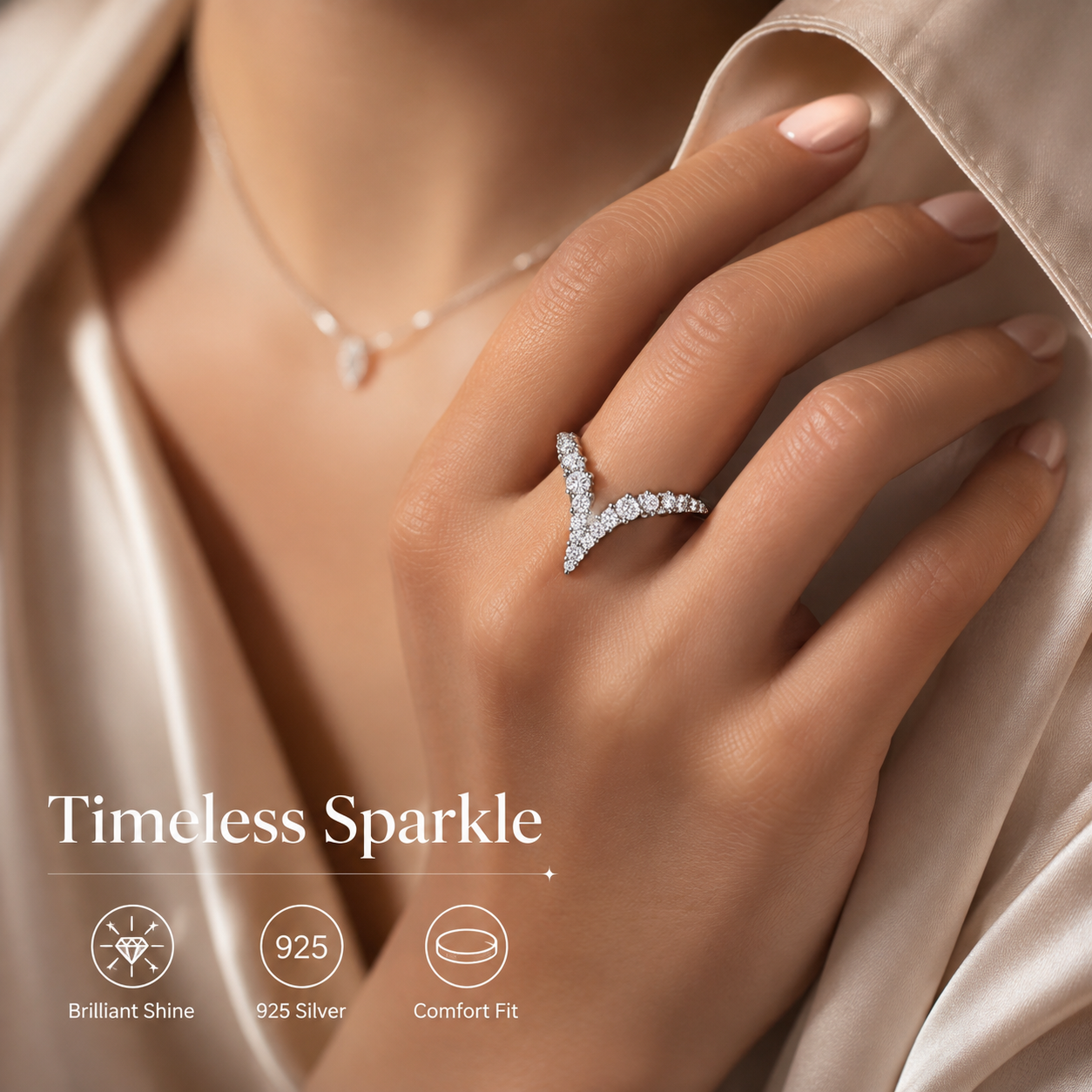 V-Shaped Moissanite Crown Ring