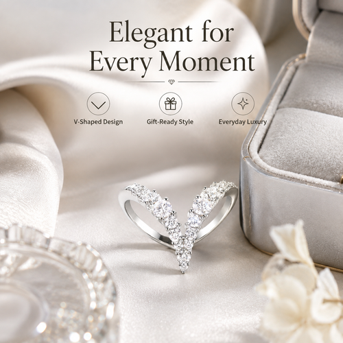 V-Shaped Moissanite Crown Ring