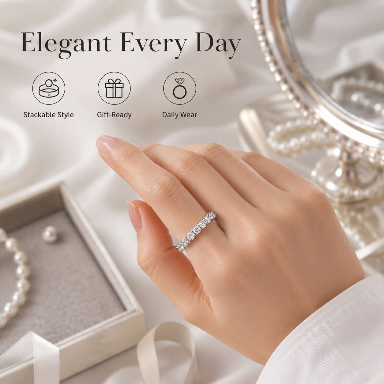 Round Moissanite Eternity Band