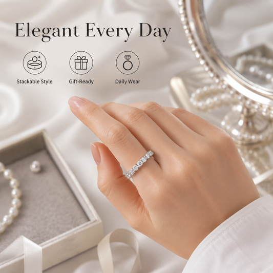Round Moissanite Eternity Band