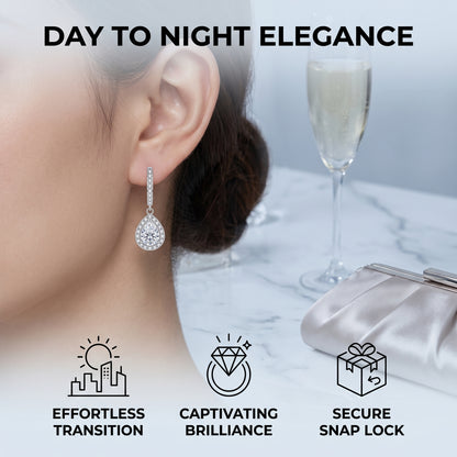 Moissanite Halo Drop Earrings