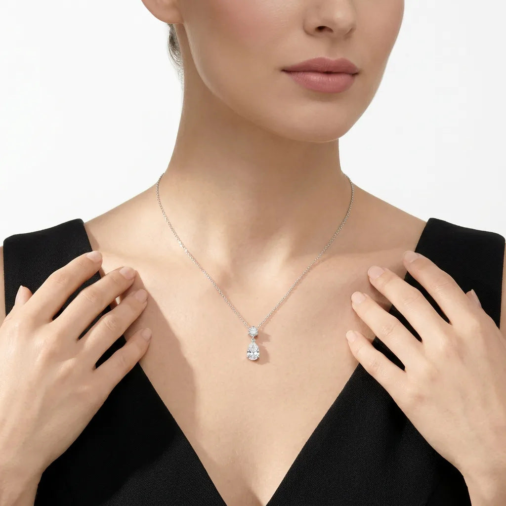 Pear Moissanite Drop Necklace