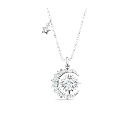 Celestial Moissanite Moon Necklace