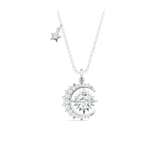 Celestial Moissanite Moon Necklace