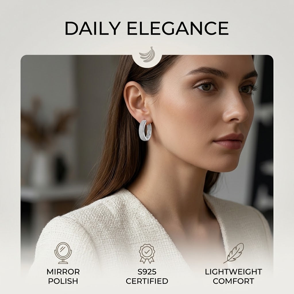 Pavé Moissanite Hoop Earrings